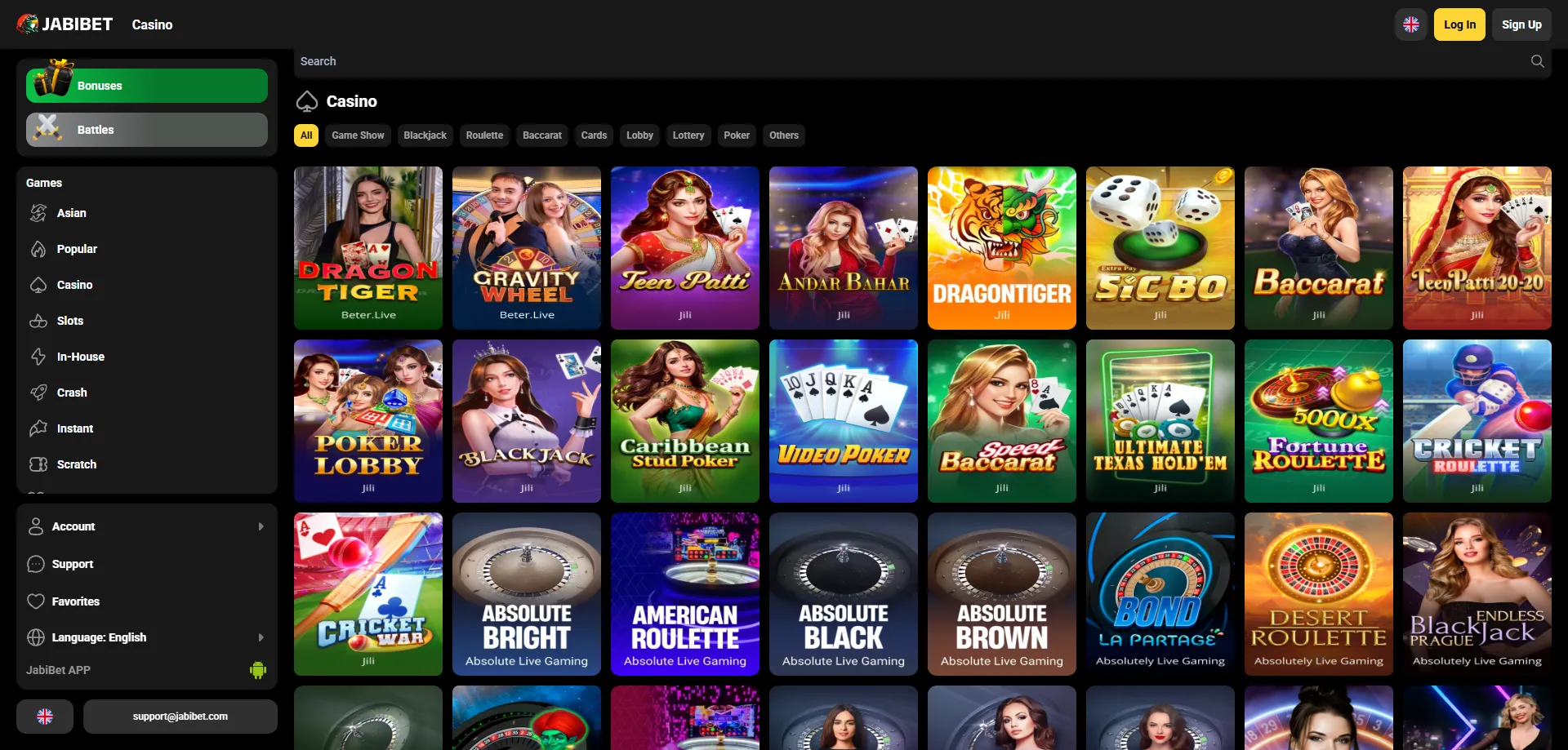 Jabibet live casino games on mobile — real dealers in HD