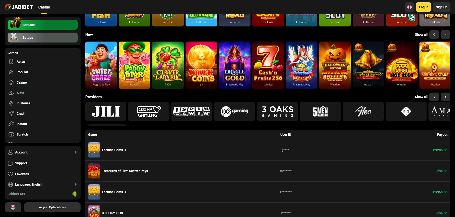 Jabibet casino online games — slots, live dealer, and crash games
