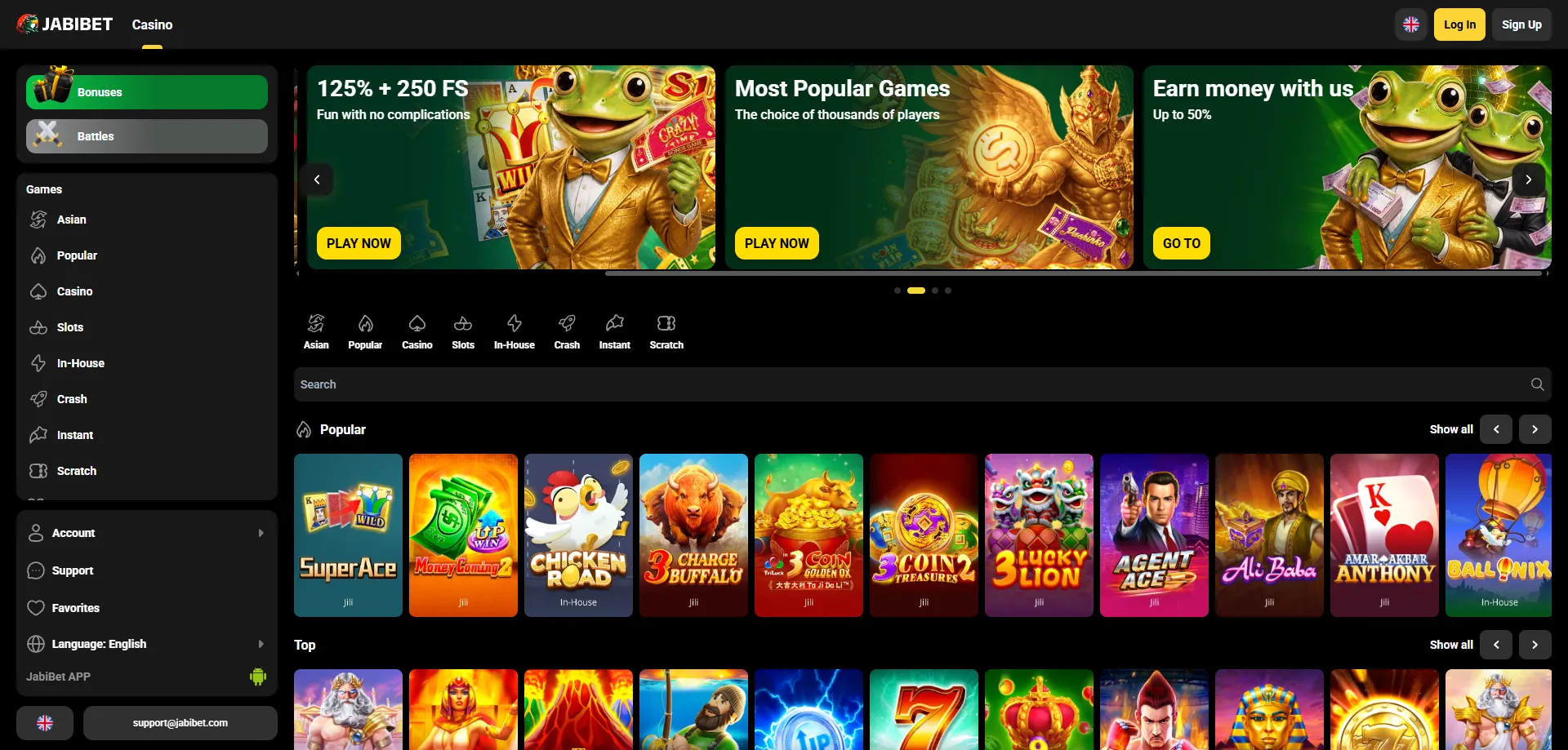 Jabibet casino full game lobby — slots, live casino, and tables